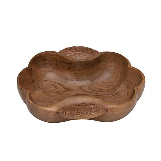 Kashmiri Walnut Wood Flower-Shaped Bowl by Kazuri