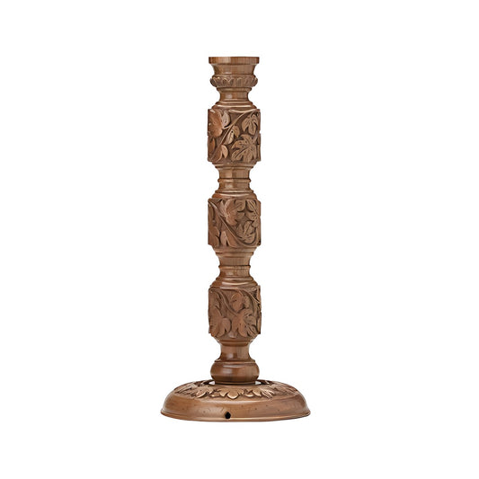 Kashmiri Walnut Wood Carved Candle Stand by Kazuri