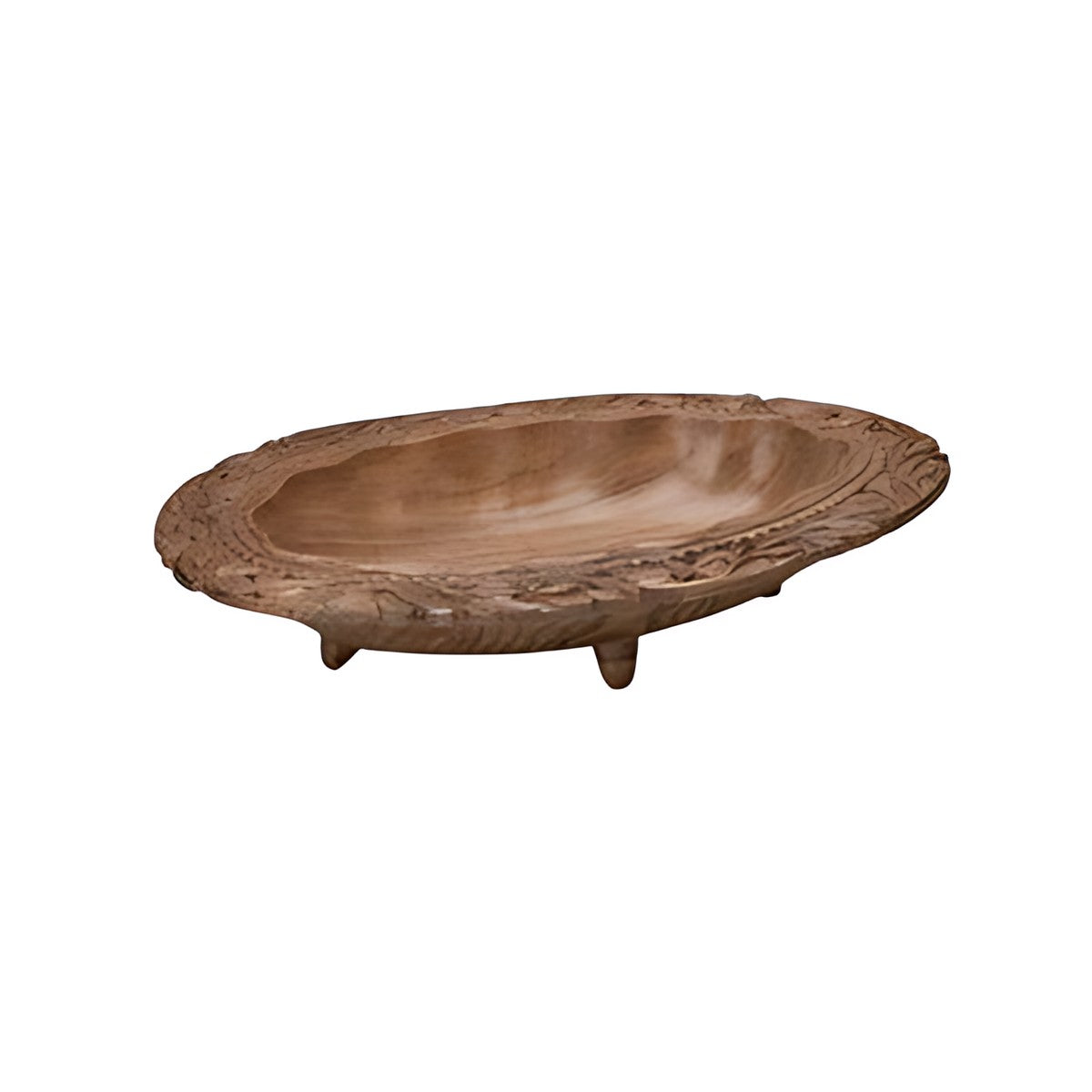 Kashmiri Walnut Wood Oval Footed Bowl by Kazuri