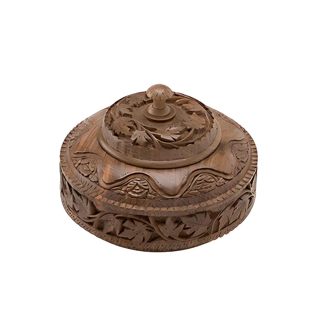 Kashmiri Walnut Wood Carved Dry Fruit Box by Kazuri