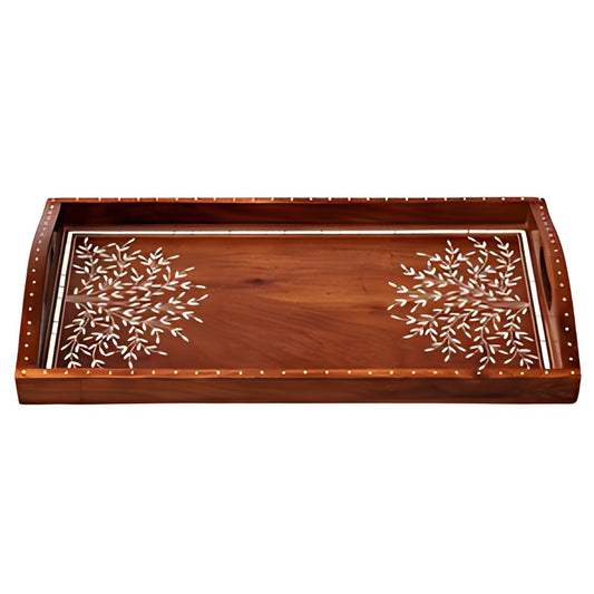 Wood Inlay Rectangular Tray by Kazuri