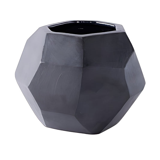 Longpi Black Pottery Faceted Planter by Kazuri
