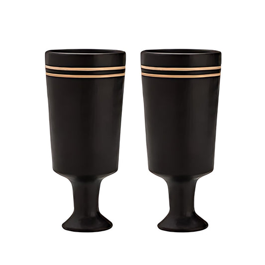 Longpi Black Pottery Footed Tumblers by Kazuri