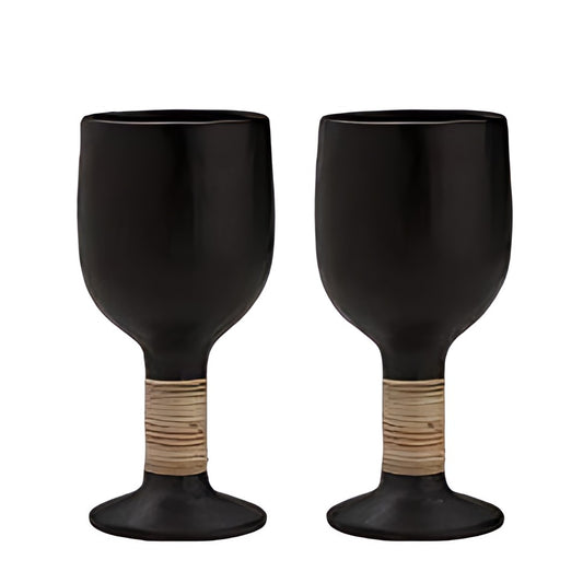Longpi Black Pottery Goblets by Kazuri