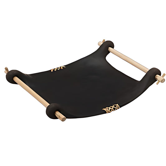 Longpi Black Pottery Tray with Cane Handles by Kazuri