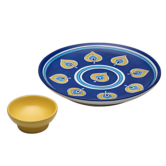 Blue Pottery Plate and Bowl Set by Kazuri