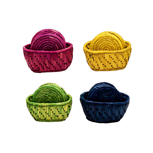 Moonj Grass Woven Coasters with Baskets by Kazuri