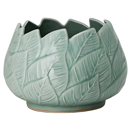 Celadon Carved Leaf Bowl by Kazuri