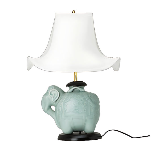 Celadon Elephant Table Lamp by Kazuri
