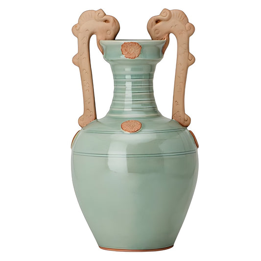 Celadon Amphora Vase with Dragon Handles by Kazuri