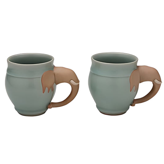 Celadon Mugs with Elephant Handle by Kazuri
