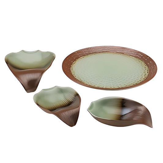 Celadon Leaf Dishes and Platter Set by Kazuri