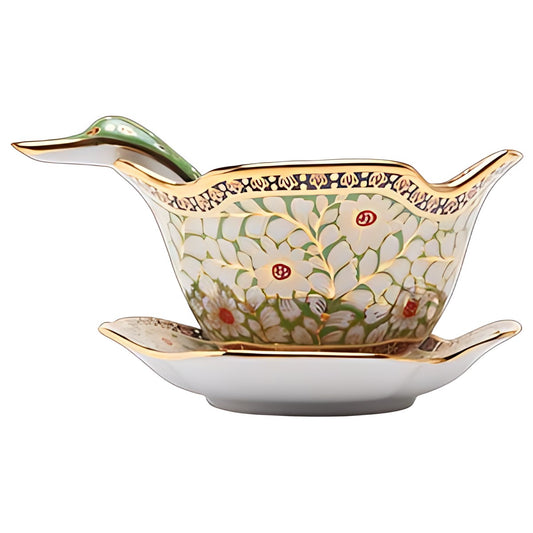 Benjarong Soup Bowl with Saucer and Spoon by Kazuri