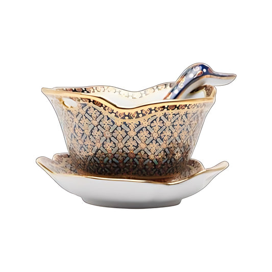 Benjarong Soup Bowl with Saucer and Spoon by Kazuri