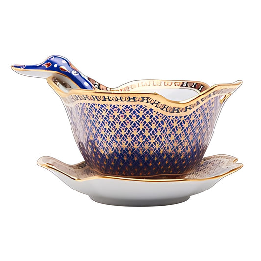 Benjarong Soup Bowl with Saucer and Spoon by Kazuri