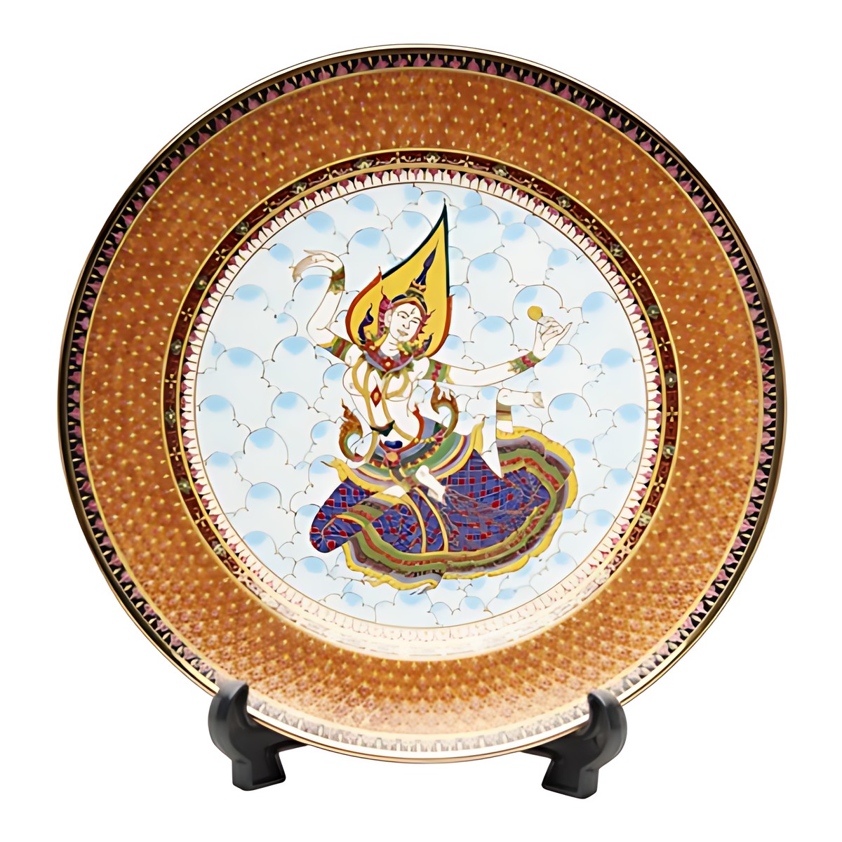 Benjarong Porcelain Display Plate with Stand by Kazuri