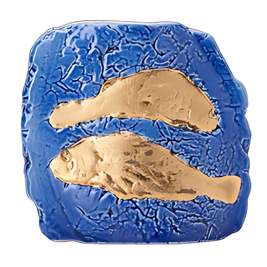 Tenmoku Pottery Golden Fish Wall Plaque by Kazuri