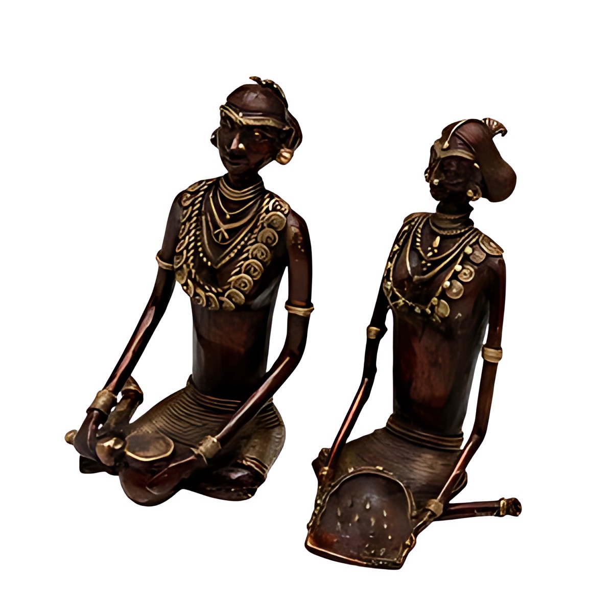 Dhokra Seated Tribal Couple by Kazuri
