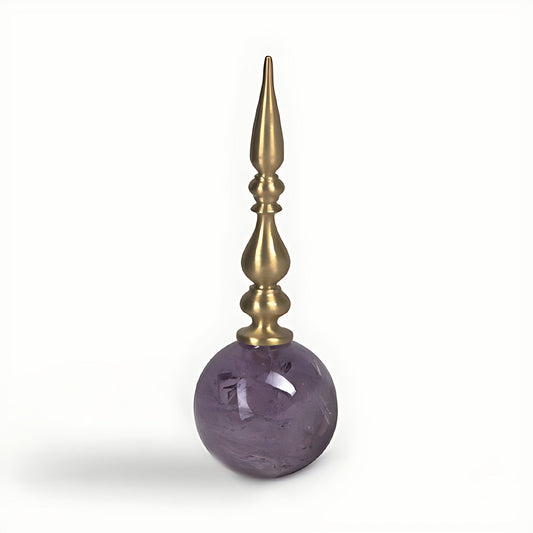 Juno Amethyst and Brass Bottle Stopper by Kazuri