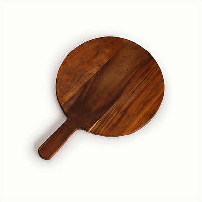 Large Round Acacia Wood Pizza Board with Handle by Kazuri