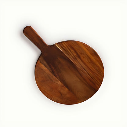 Large Round Acacia Wood Pizza Board with Handle by Kazuri, photo 2 of 4