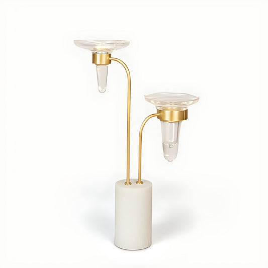 Lumière Petite Marble and Brass Double Candle Stand by Kazuri