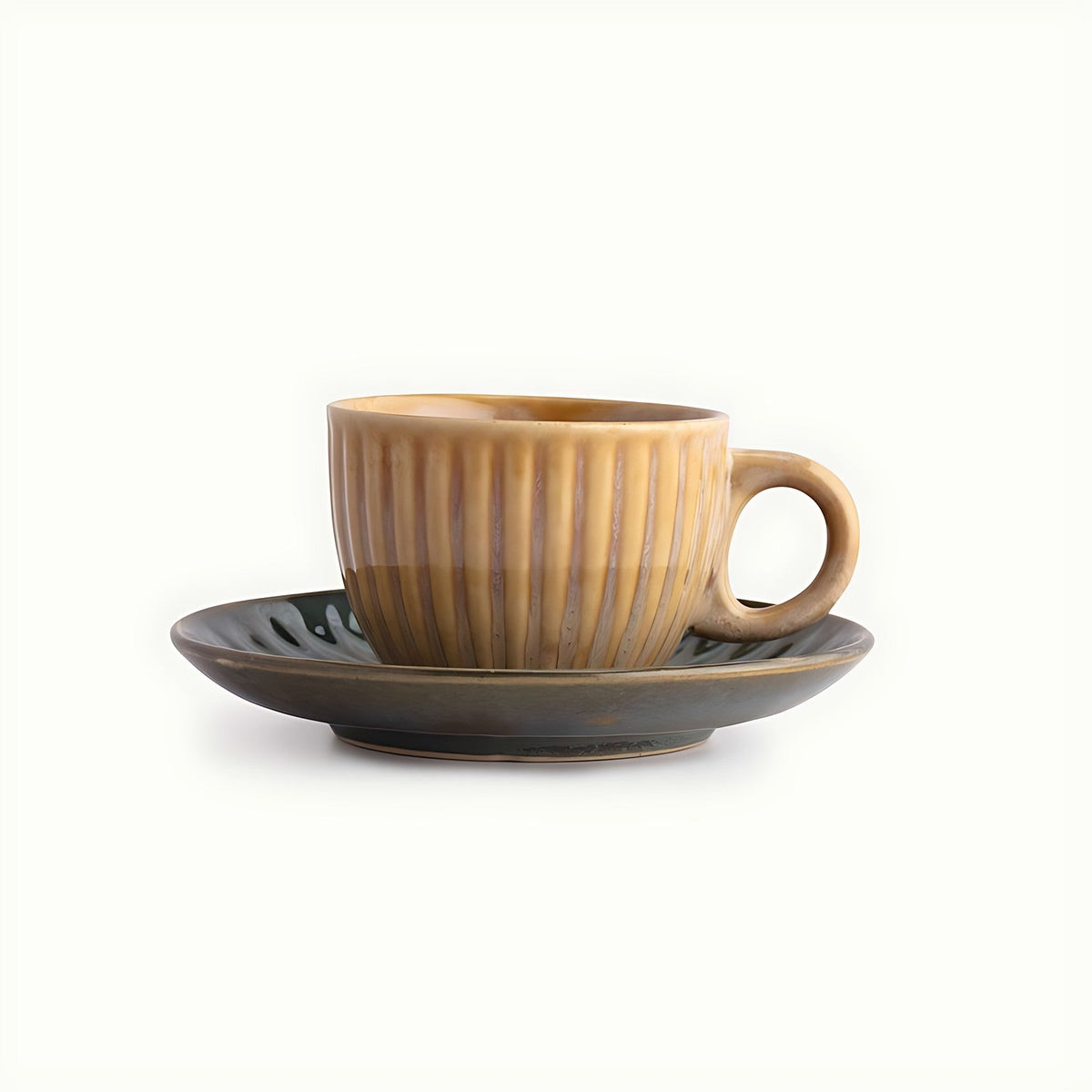 Magnolia Stoneware Teacup and Saucer by Kazuri