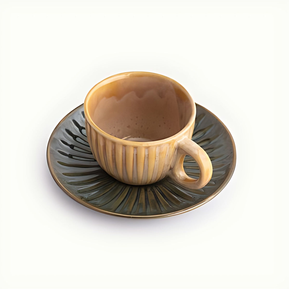 Magnolia Stoneware Teacup and Saucer by Kazuri, photo 2 of 4