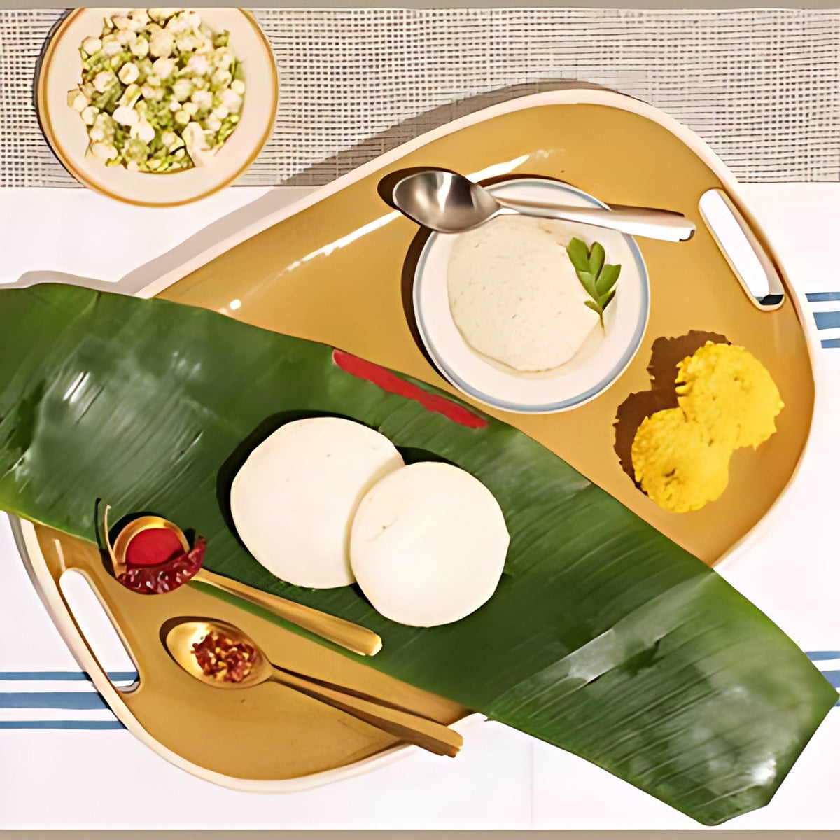 Mustard Stoneware Serving Tray with Handles by Kazuri, photo 4 of 4