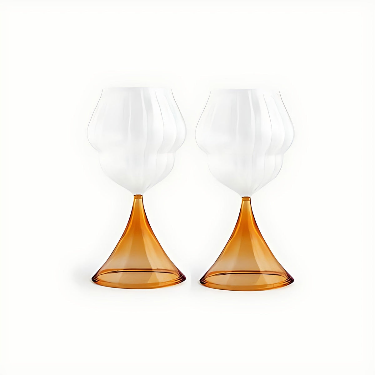 Pajaro Wine Glasses with Amber Stem by Kazuri