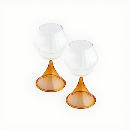 Pajaro Wine Glasses with Amber Stem by Kazuri, photo 3 of 3