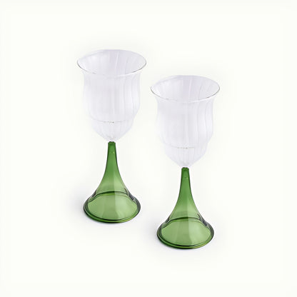 Pavona Wine Glasses with Green Stem by Kazuri, photo 2 of 4
