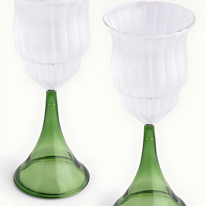 Pavona Wine Glasses with Green Stem by Kazuri, photo 3 of 4