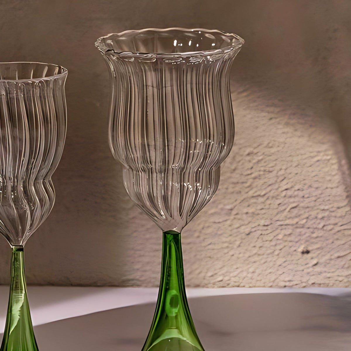 Pavona Wine Glasses with Green Stem by Kazuri, photo 4 of 4