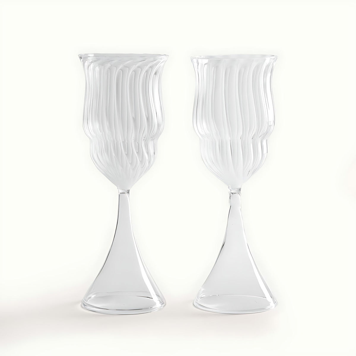 Peacock Clear Glass Wine Glasses by Kazuri