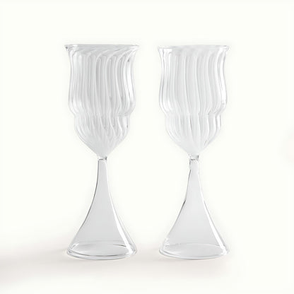 Peacock Clear Glass Wine Glasses by Kazuri