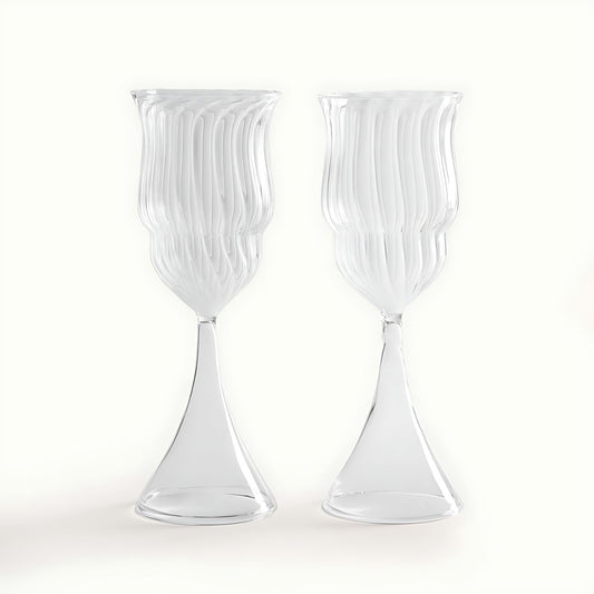 Peacock Clear Glass Wine Glasses by Kazuri