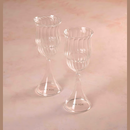 Peacock Clear Glass Wine Glasses by Kazuri, photo 3 of 3