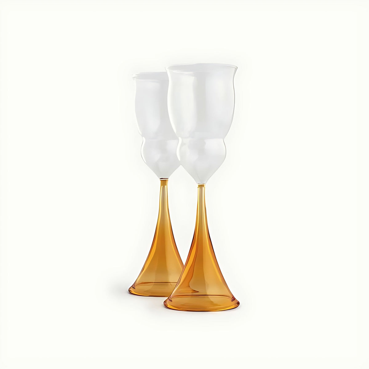 Perico Champagne Flutes with Amber Stem by Kazuri, photo 2 of 3