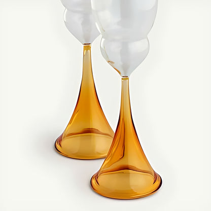 Perico Champagne Flutes with Amber Stem by Kazuri, photo 3 of 3