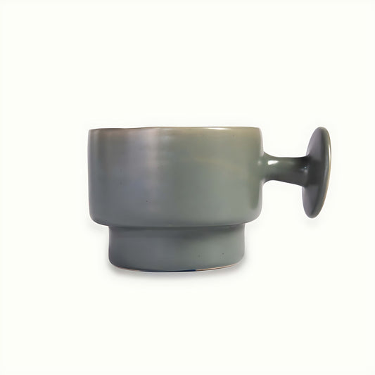 Picollo Grey Stoneware Mug with Button Handle by Kazuri