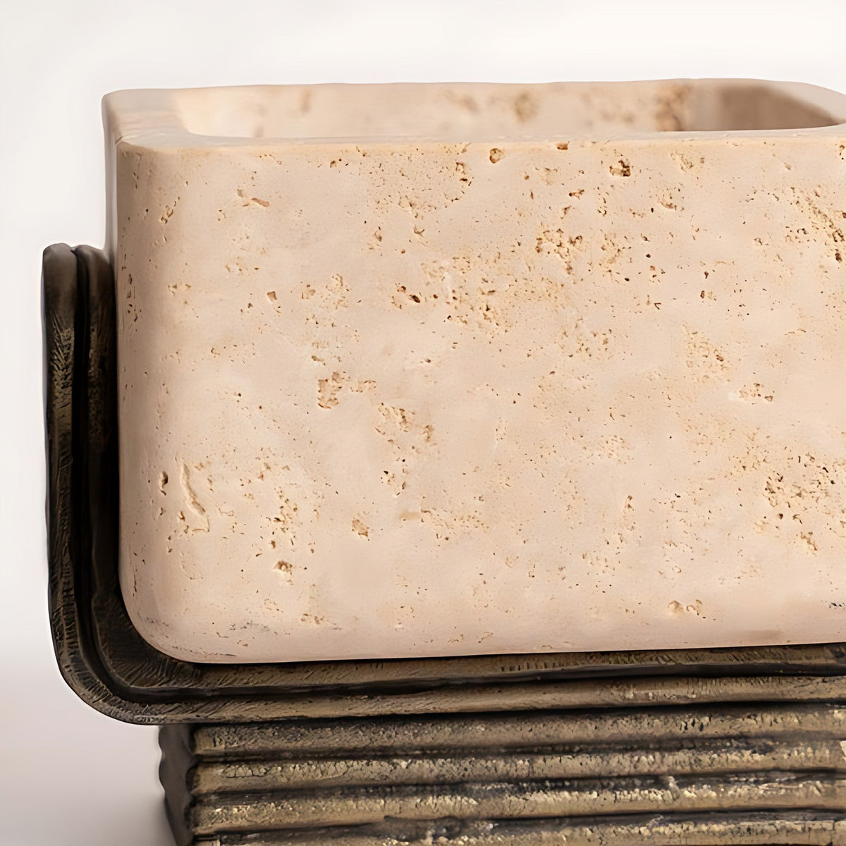 Rasa Travertine Chalice Bowl on Metal Stand by Kazuri, photo 2 of 4