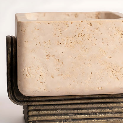 Rasa Travertine Chalice Bowl on Metal Stand by Kazuri, photo 2 of 4