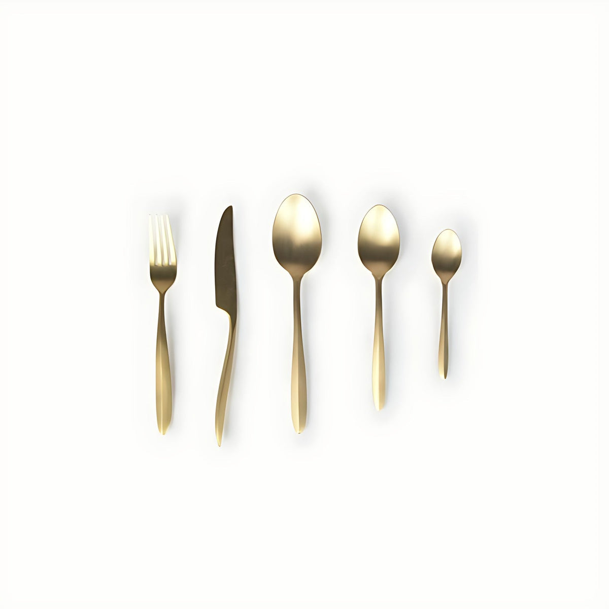 Rasa Brushed Brass Cutlery Set (Set of 5) by Kazuri