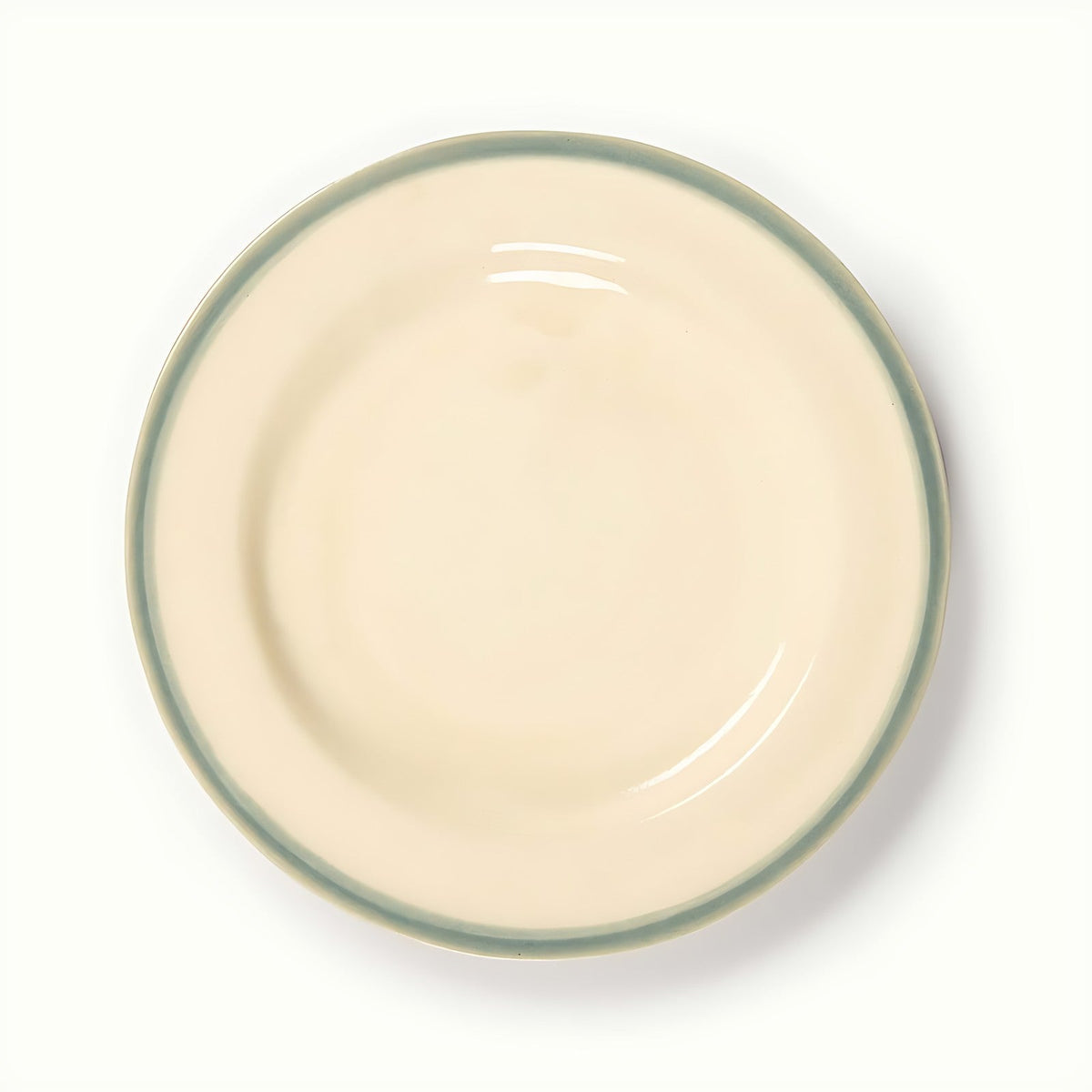 Reef Stoneware Tapas Plate with Sage Green Rim by Kazuri