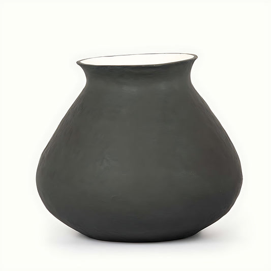 Rotund Noir Paper Pulp Vase by Kazuri