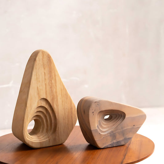 Sharira Rainbow and Teak Sandstone Sculptural Objects (Set of 2) by Kazuri