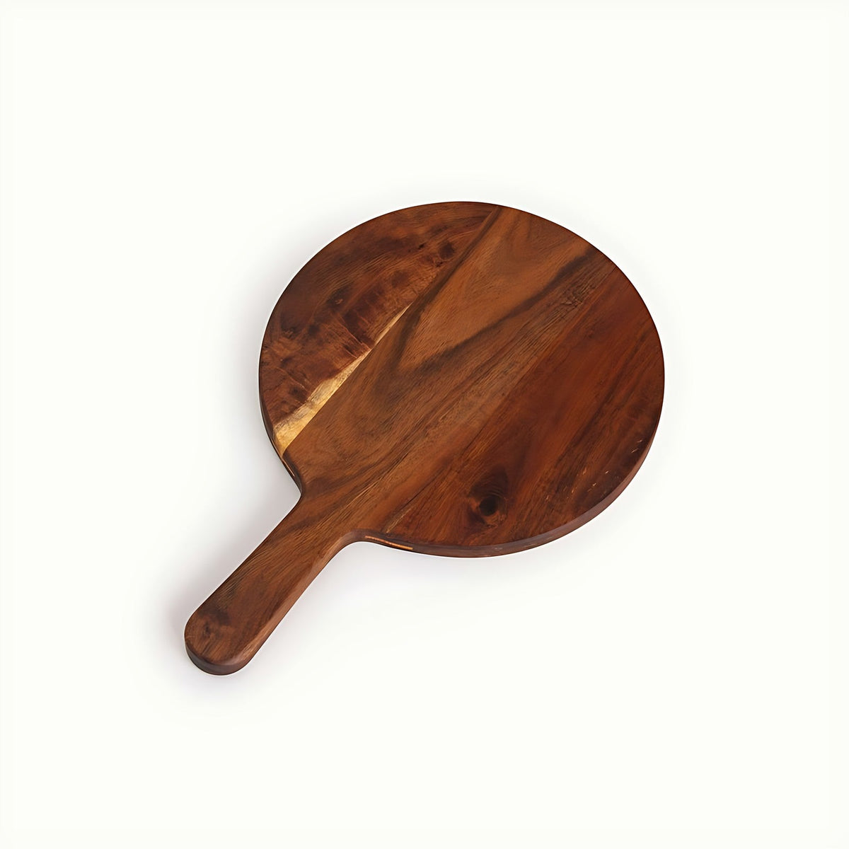Small Round Acacia Wood Serving Board with Handle by Kazuri