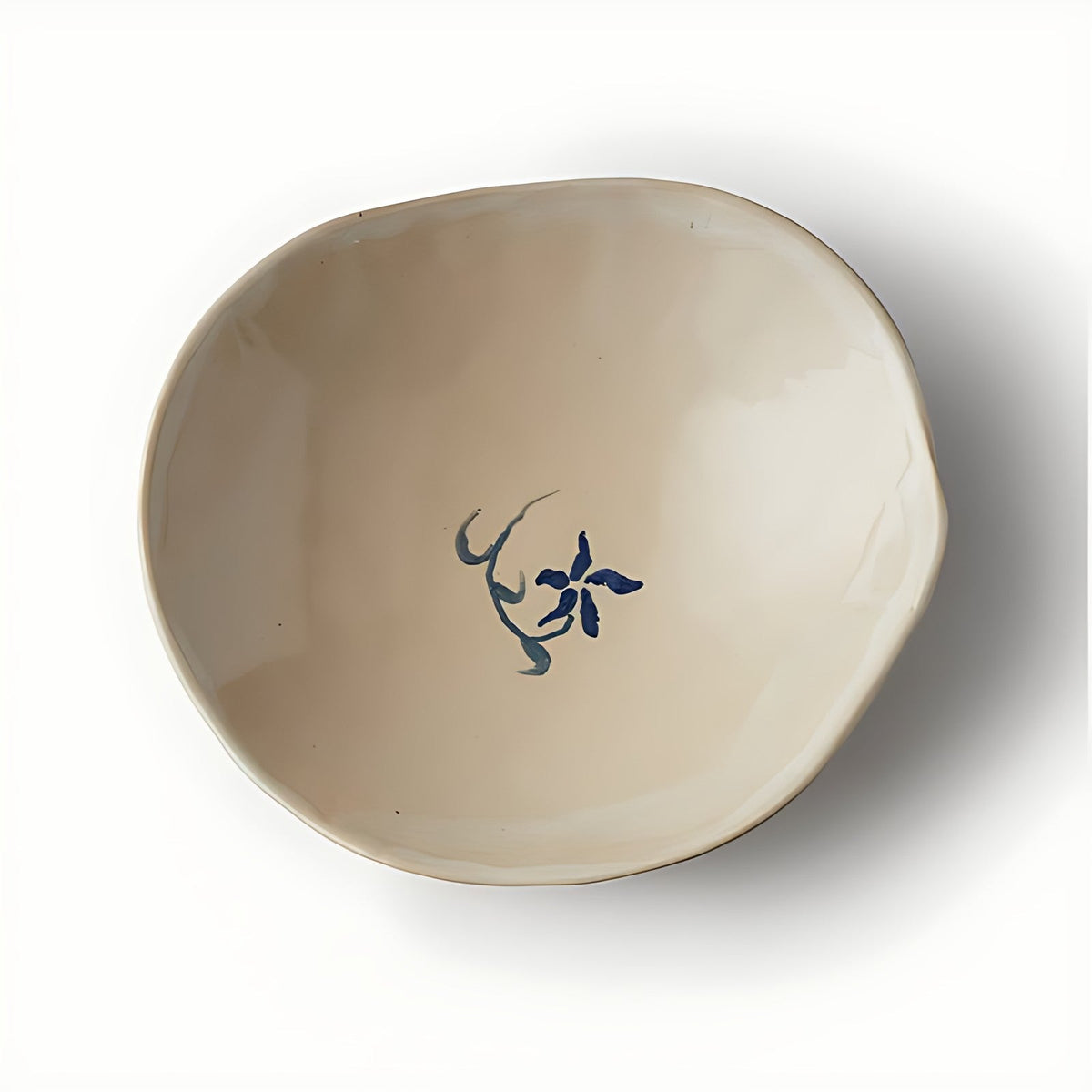 Soshin Organic Stoneware Serving Bowl with Blue Motif by Kazuri