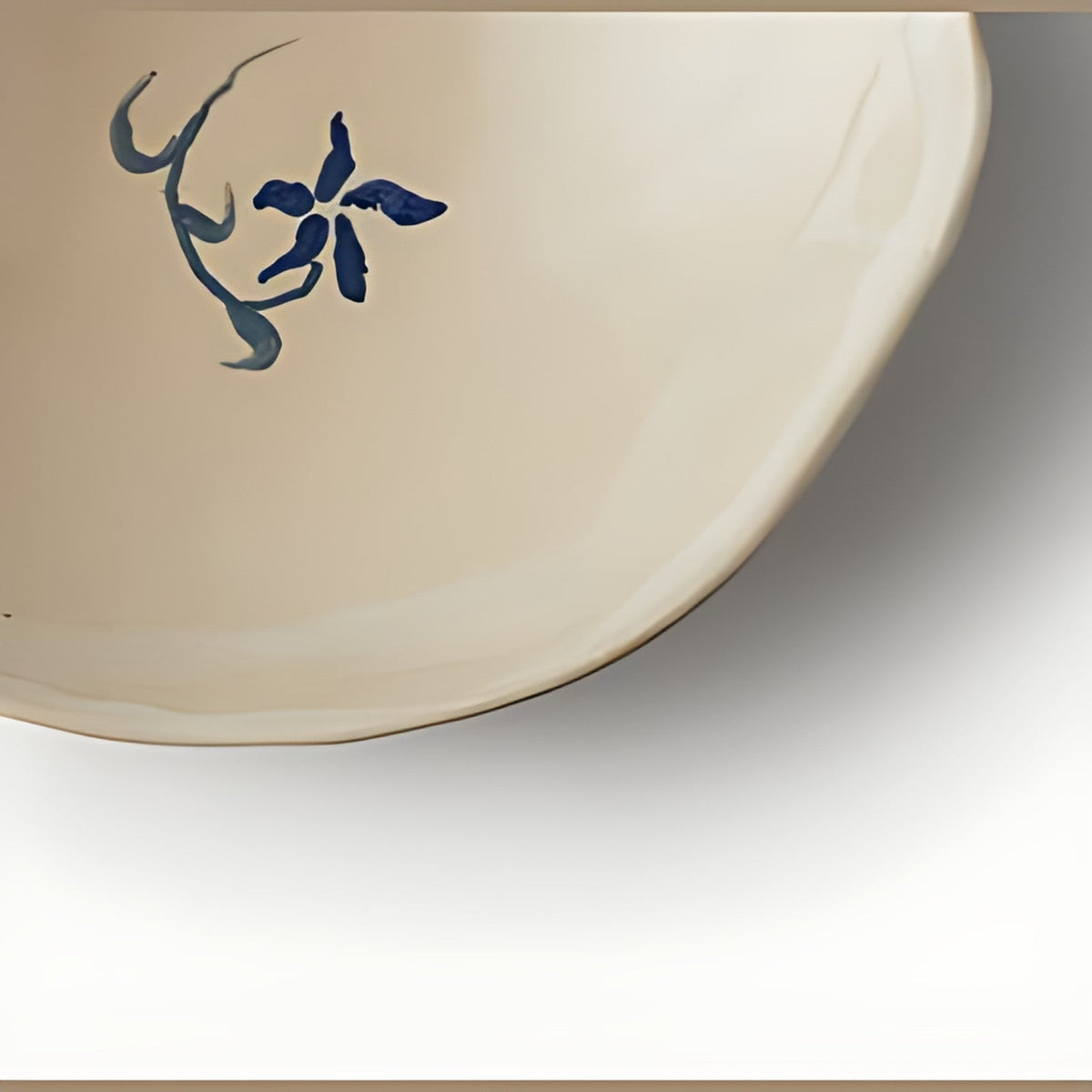 Soshin Organic Stoneware Serving Bowl with Blue Motif by Kazuri, photo 2 of 4